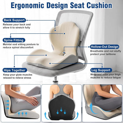 Car Seat Cushion Office Chair Cushion with Lumbar Support Pillow