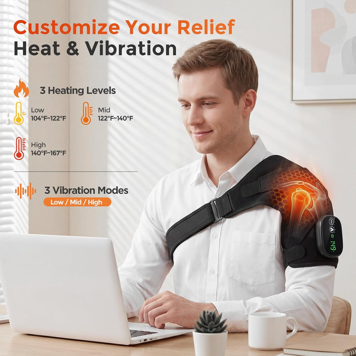 Shoulder Massager for Pain Relief & Rotator Cuff Shoulder Heating Pad