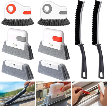 Window Track Cleaning Tools,Window Sill Cleaner Tool Kit,10 Pcs | Sliding Door Track Cleaner,Groove Crevice Seal Cleaning Brush for Tile Lines/Shutter/Car Vents/Air Conditioner/Keyboard