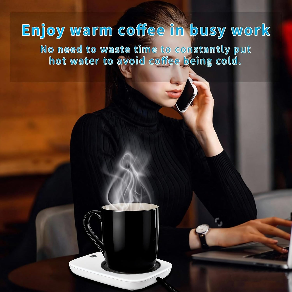Misby Mug Warmer, Coffee Warmer for Desk Auto Shut Off Coffee Lovers Gift Ideas, Smart Coffee Cup Warmer with Gravity-Induction Coffee Mug Warmer for Desk Use Keep Beverages Coffee Warmer (White)