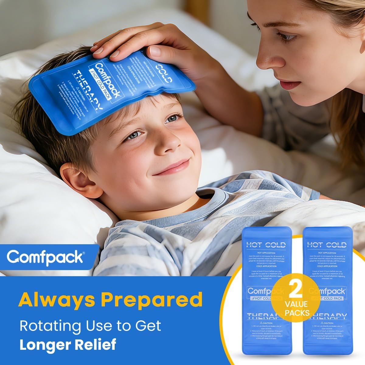 Comfpack Soft Ice Packs for Injuries Reusable, Double Side Hot Cold Therapy