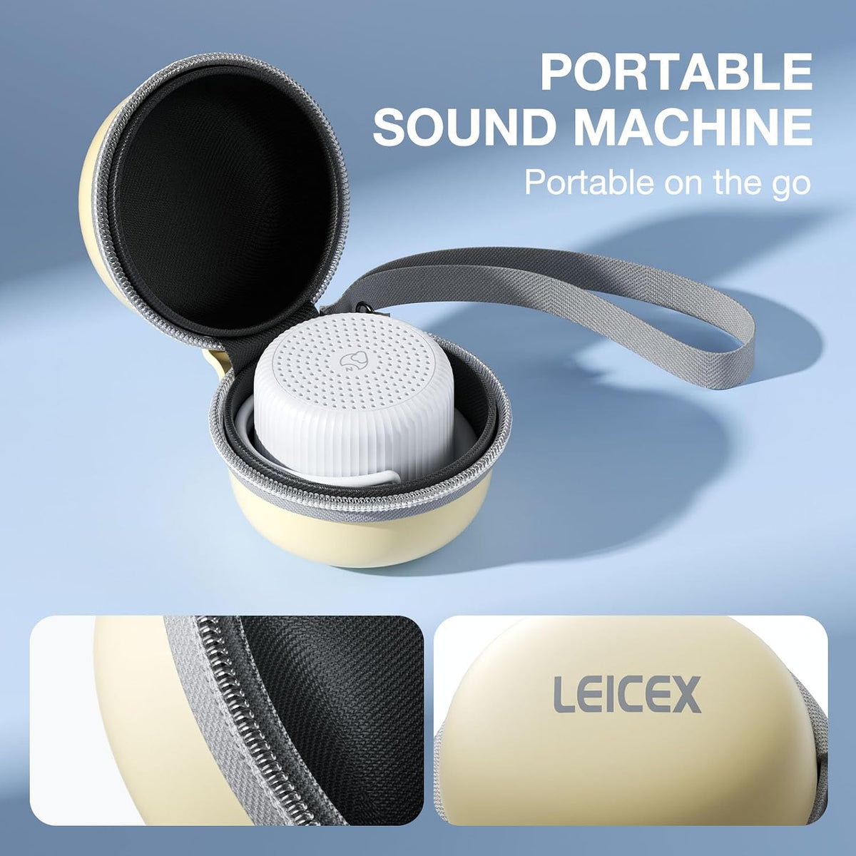 Portable Sound Machine for Baby Adults,LEICEX Travel Sound Machine,15 Non-Looping Sound Timer and Memory Play, Mini White Noise Machine for Sleeping Office Privacy Travel Gift
