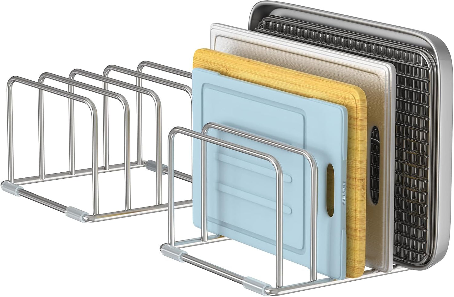 Cutting Board Holder Stand, Chopping Board Organizer Rack with 304 Stainless Steel, Cookie Sheet Storage Organizer, 1.0 & 1.2 Inch Wide Slots (1 Pack)
