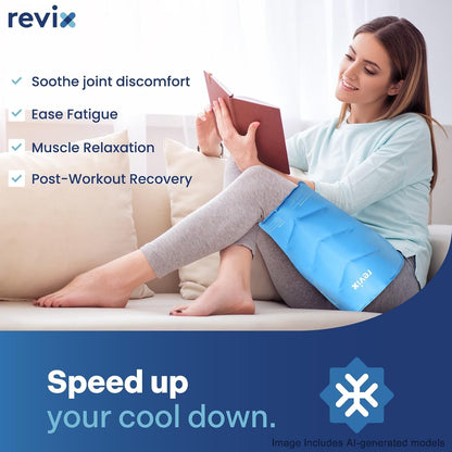REVIX Hip Ice Pack Wrap with Straps, Reusable Gel Cold Compression for Hip Replacement, Soft Plush Lined Cold Packs for Sciatic Nerve Discomfort Relief