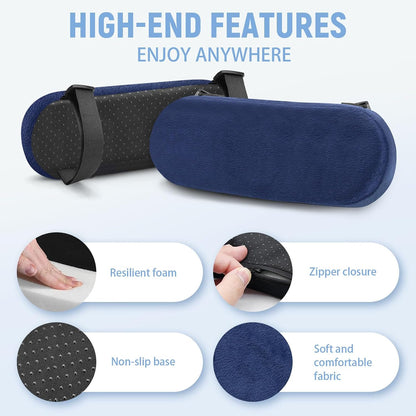 2 Packs Soft Office Chair Arm Pads Cushion, Memory Foam Office Chair Armrest Covers, Comfortable Elbow Rest Pillow Adjustable for Desk Gaming Wheelchair Pressure Relief