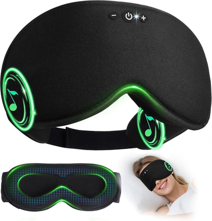 LC-dolida Bamboo Cotton Bluetooth Sleep Mask, 2 in 1 3D Soft Sleep Mask with Sleep Headphones, Sleep Eye Mask with Timming Setting, Blackout Sleeping Mask for Side Sleepers, Women Men, Navy