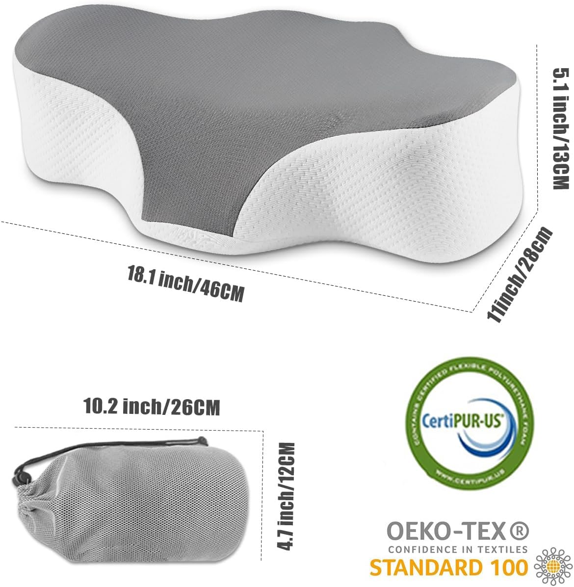 Bespilow Travel Size Cervical Neck Pillow for Sleeping,Ergonomic Support