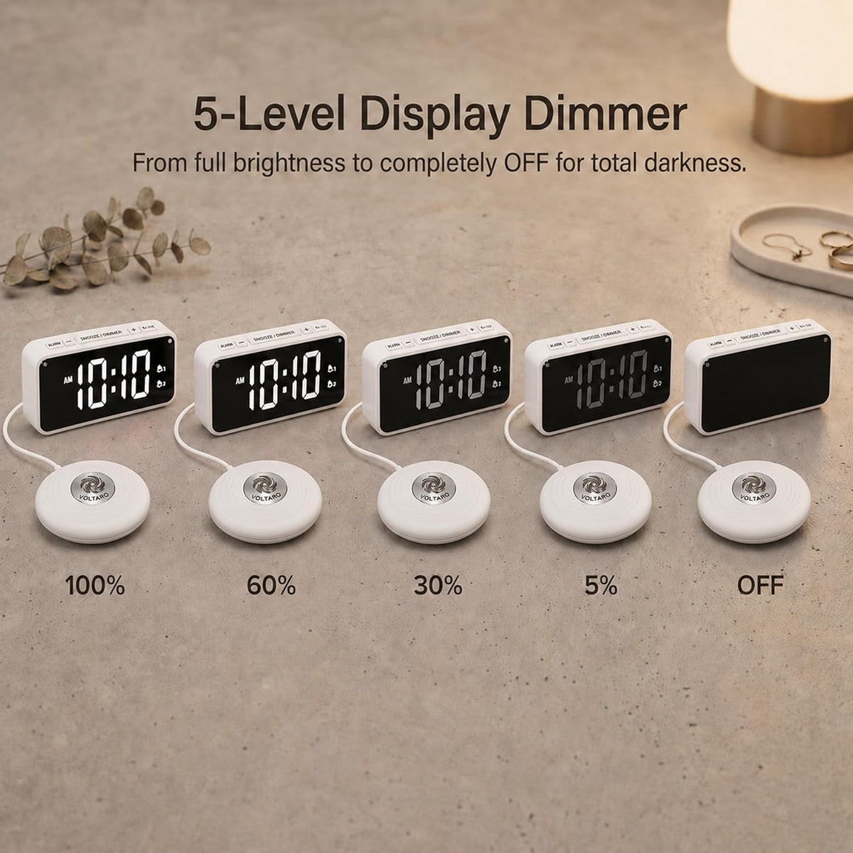 Vibrating Bed Shaker Alarm Clock for Deaf & Hard of Hearing, Black