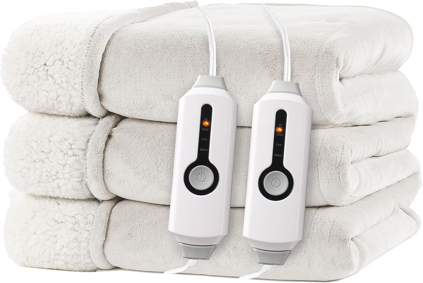 Electric Heated Blanket Full Size 72"x84" – Light Gray | ETL for Safe Overnight, 4 Heat Settings & 10H Auto Off, Dual-Sided Microplush Sherpa for Home Night, Machine washable