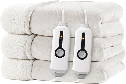 Electric Heated Blanket Full Size 72"x84" – Light Gray | ETL for Safe Overnight, 4 Heat Settings & 10H Auto Off, Dual-Sided Microplush Sherpa for Home Night, Machine washable