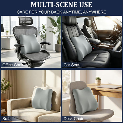 Lumbar Support Pillow for Office Chair Memory Foam Lumbar Cushion with Removable Cover Soft Back Support Pillow Suitable for Car, Couch, Gaming, Dark Blue