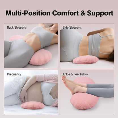 COMFYTHERA Lumbar Support Pillow for Sleeping Memory Foam Lumbar Support Cushion for Lower Back Pain Relief, Back Support Bed Pillow Waist Support (Dark Grey, Large)