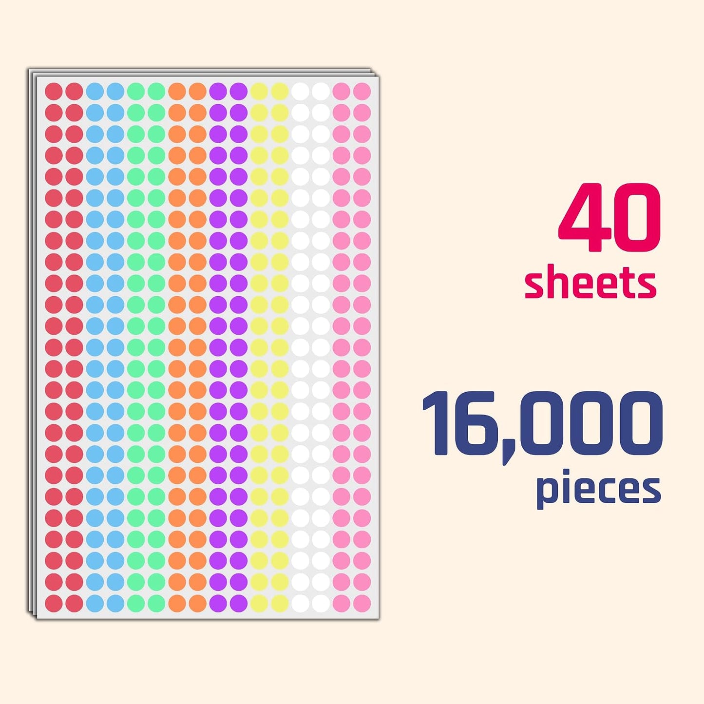 6000 Pack - 1/4" Small Colored Dot Stickers Round Labels, 8 Colors
