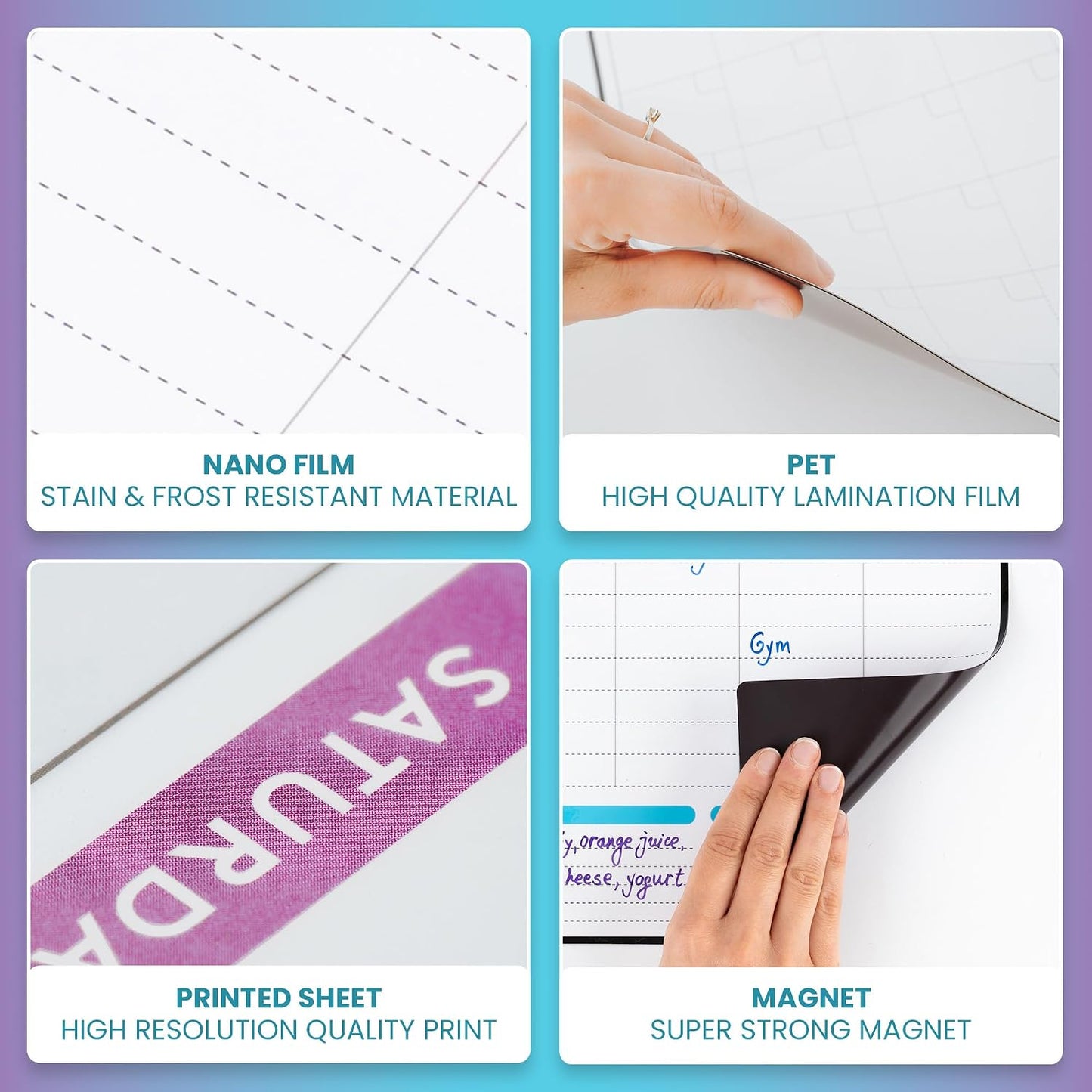 Dry Erase Weekly Extra Thick Magnetic Calendar for Refrigerator: 17x13 Two Week Planner and 6x9 White Board, 4 Fine Tip Markers and Eraser. Stain Resistant. Shipped Flat. (Monthly Planner)
