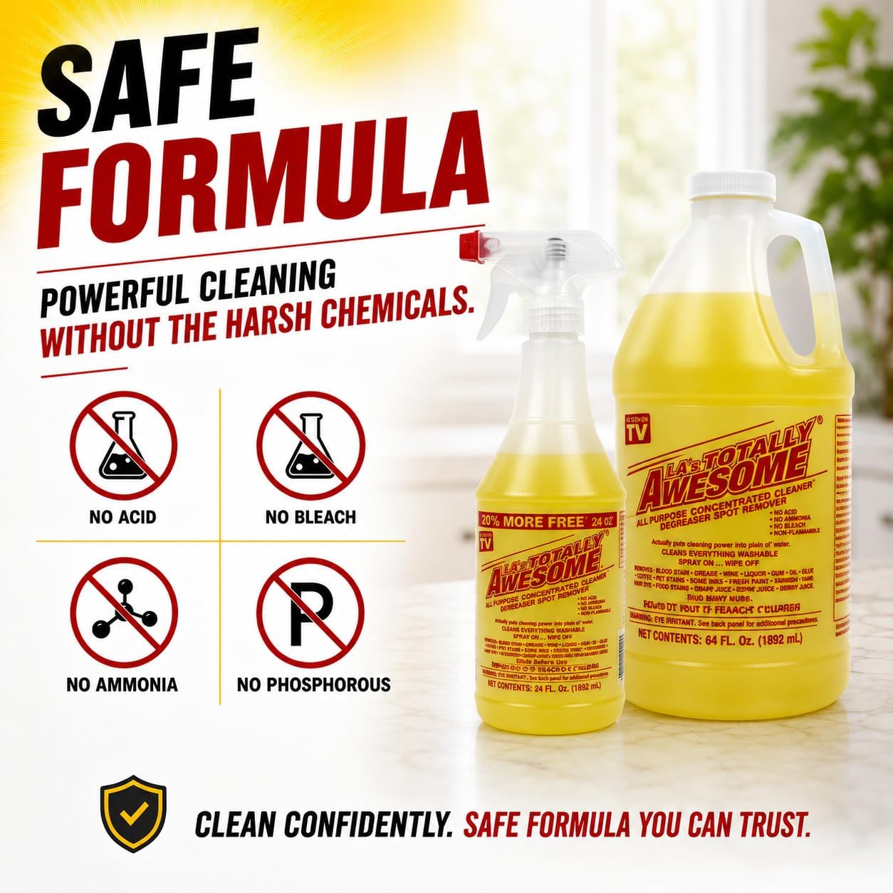 La's Totally Awesome All Purpose Cleaner & Degreaser, 24 oz Spray + 64 oz Refill, Multi Surface Cleaner, Kitchen & Bathroom Cleaner, Grease Remover for Floors, Tile & Countertops