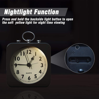 AYRELY® Small Metal Alarm Clock, Desk and Table Clock for Travel