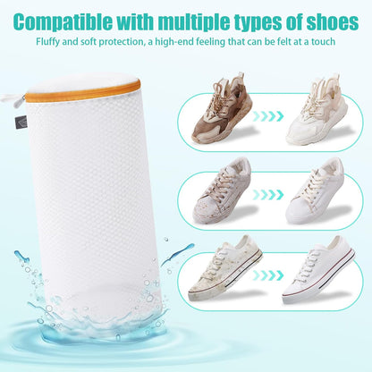 Shoe Washing Machine Bag, Laundry Bag for Sneakers, Orange, 7x15 | Bag to Wash Shoes in Washer and Dryer, for Tennis, Footwear, Trainers, Slippers, Prevent Tangling, Honeycomb Mesh