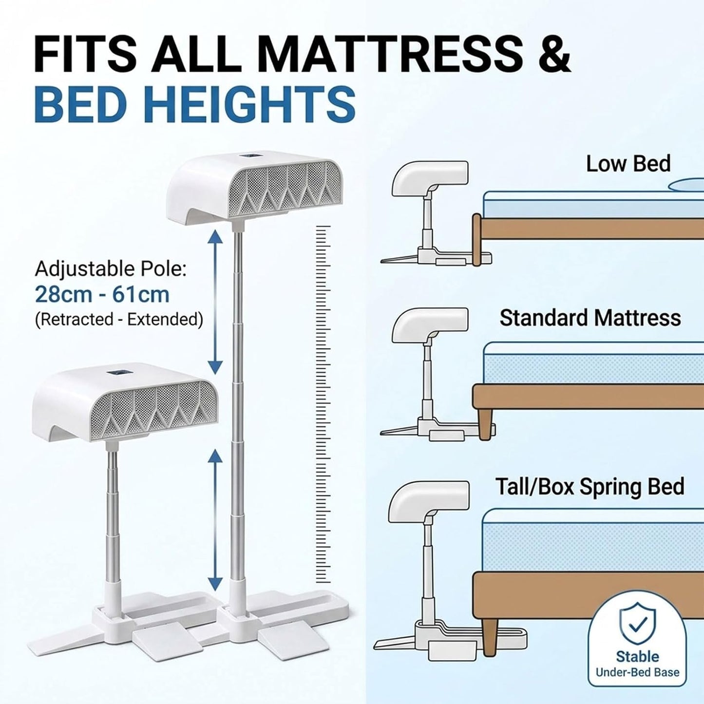 Bed Fan Under Sheets Cooling System with 5 Speeds and Remote | Adjustable Height, for Hot Sleepers, Night Sweats Relief, Remote Included, 5 Speed Settings