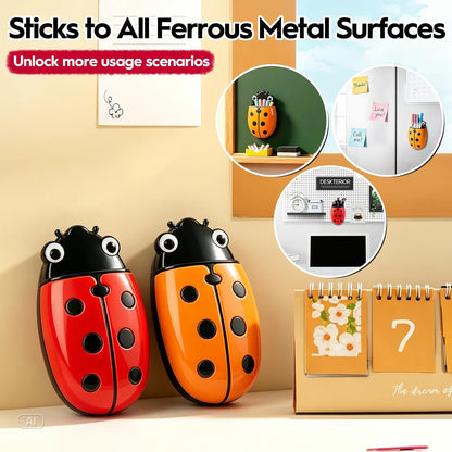 KITANIS Cute Ladybug Magnetic Pen Holder,2 Pack Magnetic Dry Erase Marker Holder,Magnet Storage Marker Pen Pencil Organizer for Refrigerator,Whiteboard,Locker Accessories