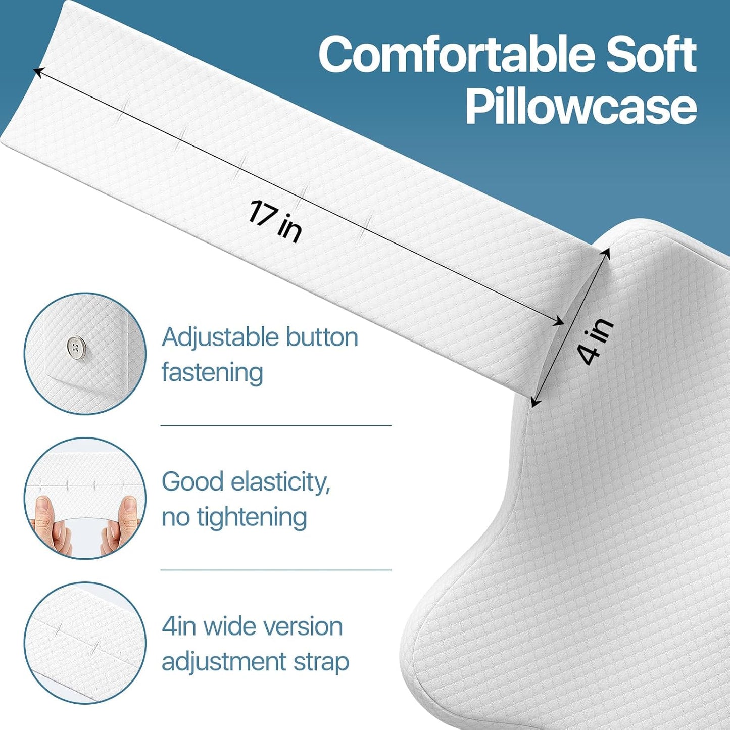 Knee Pillow for Side Sleepers, Large Comfortable Memory Foam Leg Pillow for Side Sleeping, Adjustable Strap, Pillow Sleeping Between Legs Aligns Spine, Relief for Sciatica, Back, HIPS, Knees, Joints