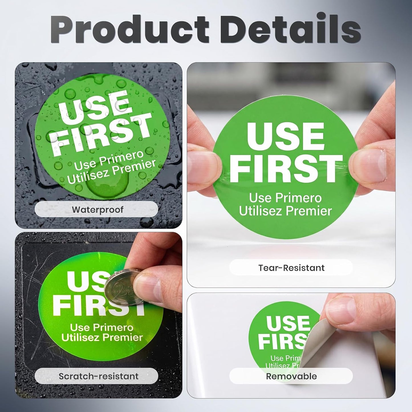 500Pcs Use First Stickers 1.5 Inch Food Service Labels Waterproof | Food Rotation Labels, Removable Stickers for Restaurant, Permanent Adhesive, FIFO Inventory Control, Containers