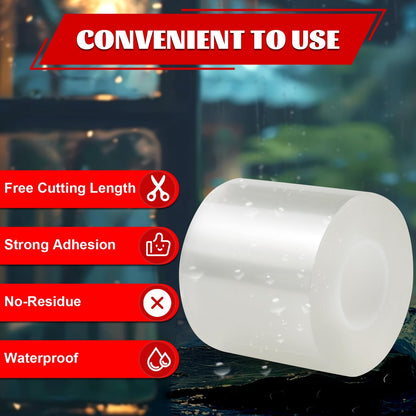 Window Sealing Tape 2 Inch x 33 FT Transparent Window Draft Insulation Residue-Free Clear Weather Stripping Caulk Tape Windproof Weatherproof Window Seal AC Units for Window Glass, Doors Gaps