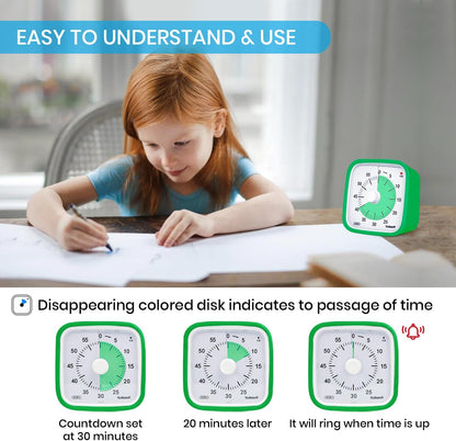 Yunbaoit Rainbow Visual Timer for Kids, 60-min Countdown Timer, Blue | Protective Case, No Ticking, Mute and Ringing Alarm Available, Time Management Tool, Low Power Reminder, for Study,Game,Work