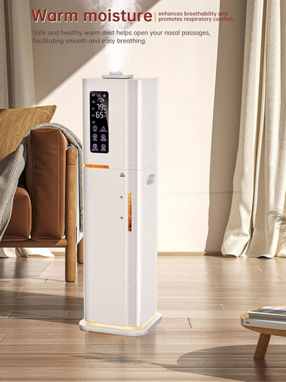 2.64Gal Humidifiers for Bedroom Large Room, Warm and Cool Mist up to 500ft², Top Fill Diffuser Ambient Light, 3 Mist Modes, 24H Timer, 35dB Quiet Humidifier for Home Office Plants