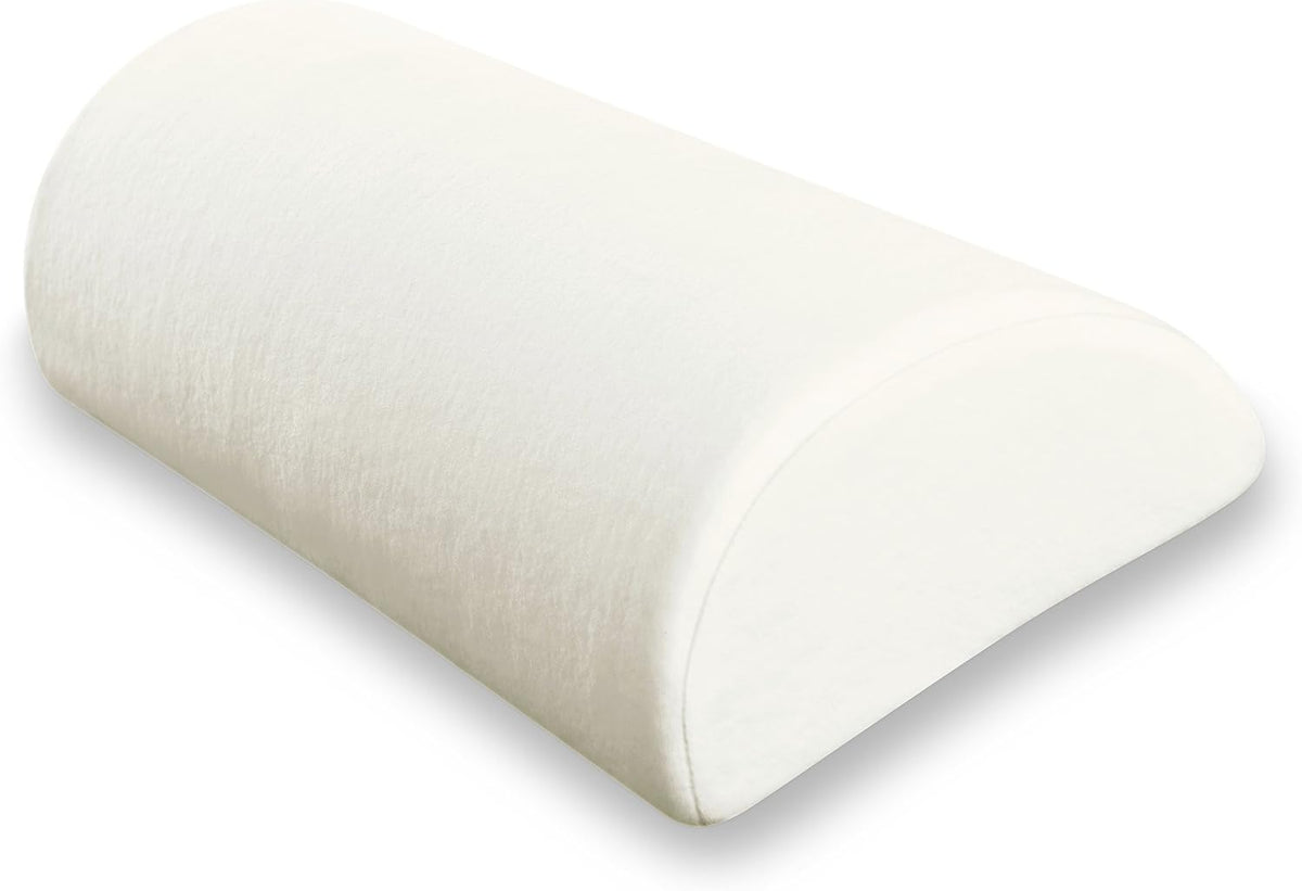 Soft 4 In 1 Memory Foam Pillow - White - Half Moon / Half Cylinder Neck Roll Pillow Best Wedge Cervical, Lumbar Support, Back And Knee, White - Curve For Pain - Bolster Pillow For Knees - This Curve Pillow Will Take You To The Moon