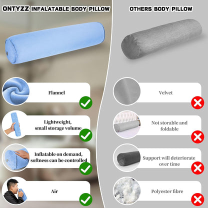 ONTYZZ Inflatable Round Neck Pillow Cervical Roll Pillow, 4.9 * 14.96 inch | Cylinder Bolster Pillow for Head, Neck, Back, Legs and Yoga, Grey