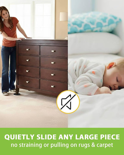 5 Inch Furniture Sliders for Carpet and Hardwood Floors – 12 Pack Heavy Duty Round Moving Pads Reusable Furniture Movers Glides for Sofa, Couch, Table, Chair Legs (Beige, 5")