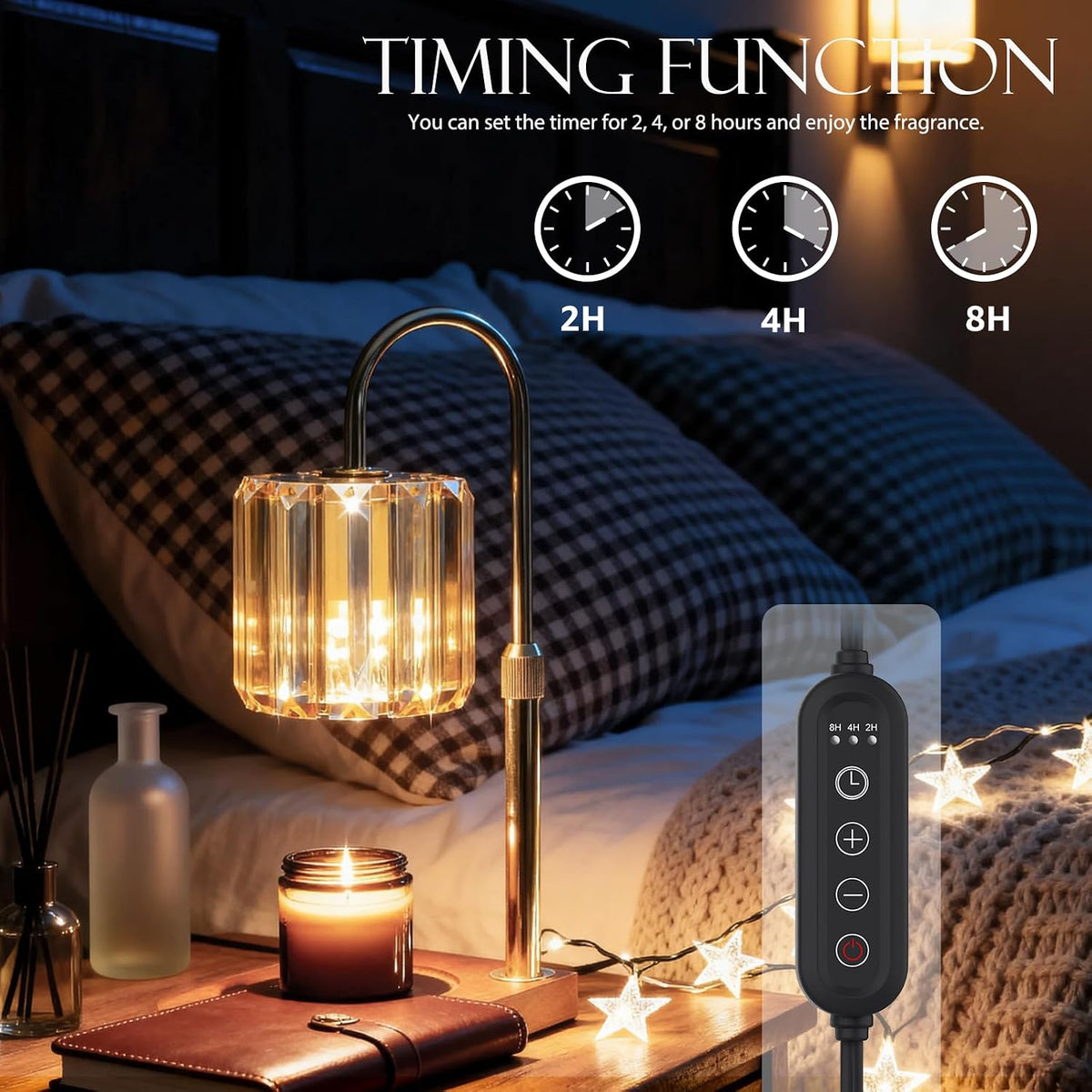 Yuichoy Candle Warmer Lamp with Timer, Dimmable Electric Candle Wamer Adjustable Height, Glass Modern Candles Melter Lamp, Gifts for Women Mom, Clear