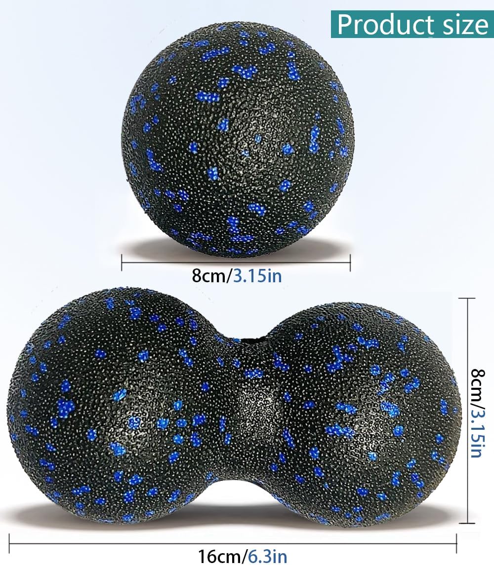 Peanut Massage Ball, Double Lacrosse Foam Roller for Physical Therapy, Firm | Deep Tissue Exercise, Myofascial Release, Muscle Knots Acupoint Relief, Trigger Point Tool for Neck Back Feet Waist Pain