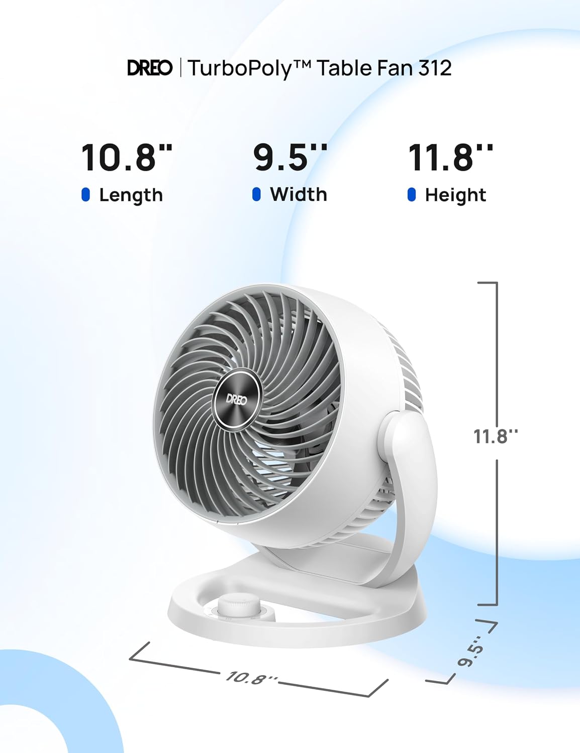 DREO Fan for Bedroom, 12 Inches, 70ft Powerful Airflow, 25db Quiet Table Air Circulator Fans for Whole Room, 120° Adjustable Tilt, 3 Speeds, Desktop Fan for Home, Office, Kitchen