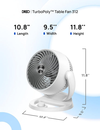 DREO Fan for Bedroom, 12 Inches, 70ft Powerful Airflow, 25db Quiet Table Air Circulator Fans for Whole Room, 120° Adjustable Tilt, 3 Speeds, Desktop Fan for Home, Office, Kitchen