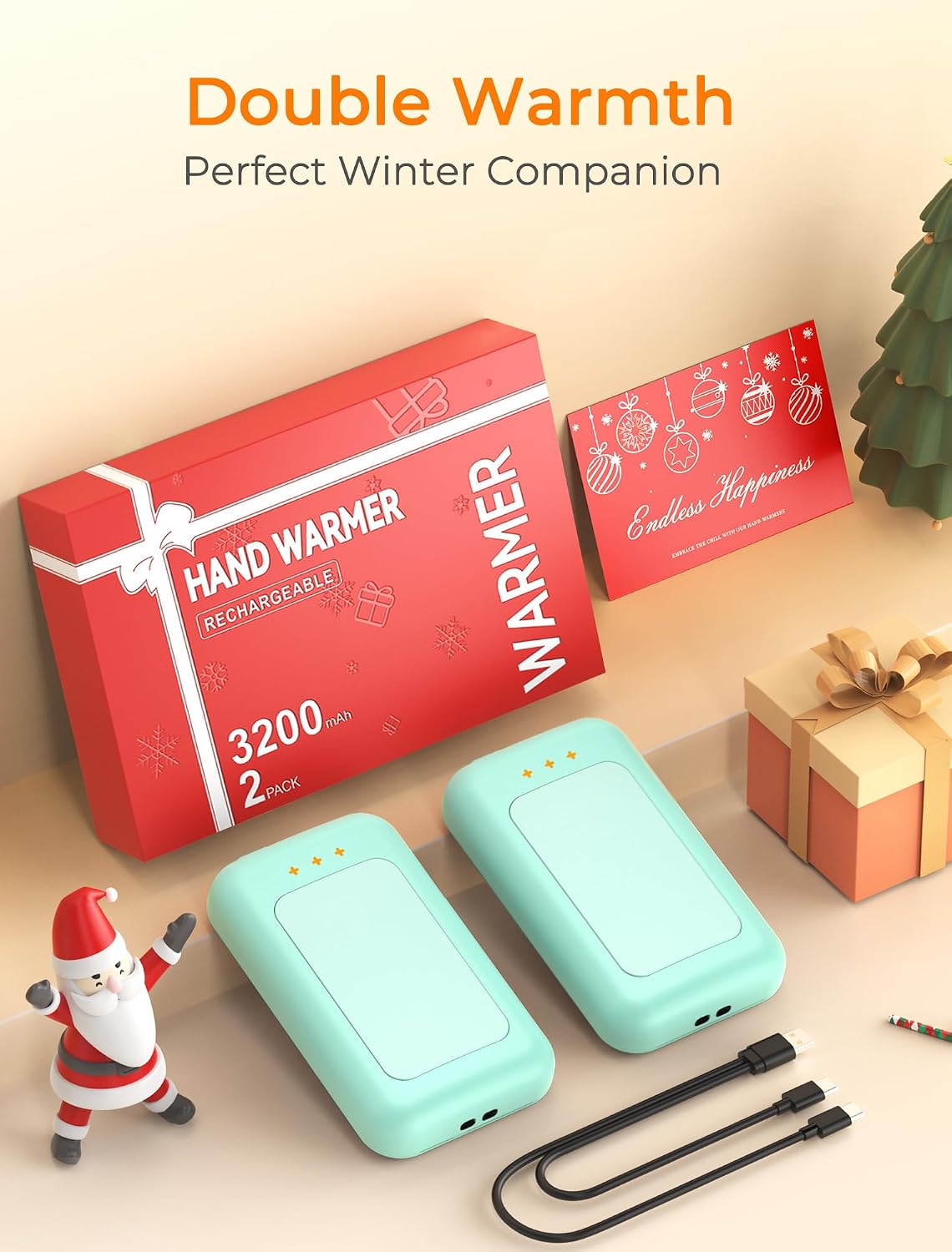 Electric Hand Warmers Rechargeable, Rechargeable Hand Warmer, Portable Hand Warmer for Outdoor Camping Hunting Golf Accessories, Gifts for Women Men