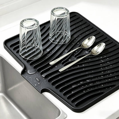 Kitchen Sink Splash Guard Gen2-30" x 6'' Silicone Sink Mat Splash Guard fit for Countertop, Bathroom,Farmhouse,RV by EBIGIC (Grey)