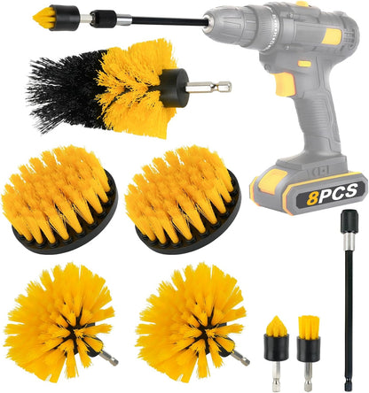 18PCS Drill Brush Attachments Set, Power Cleaning Scrub Brushes | Cleaning Brush Supplies with Scrub Pads, Sponge, Extend Long Attachment for Bathroom Bathtub, Grout, Tile, Sinks, Corners