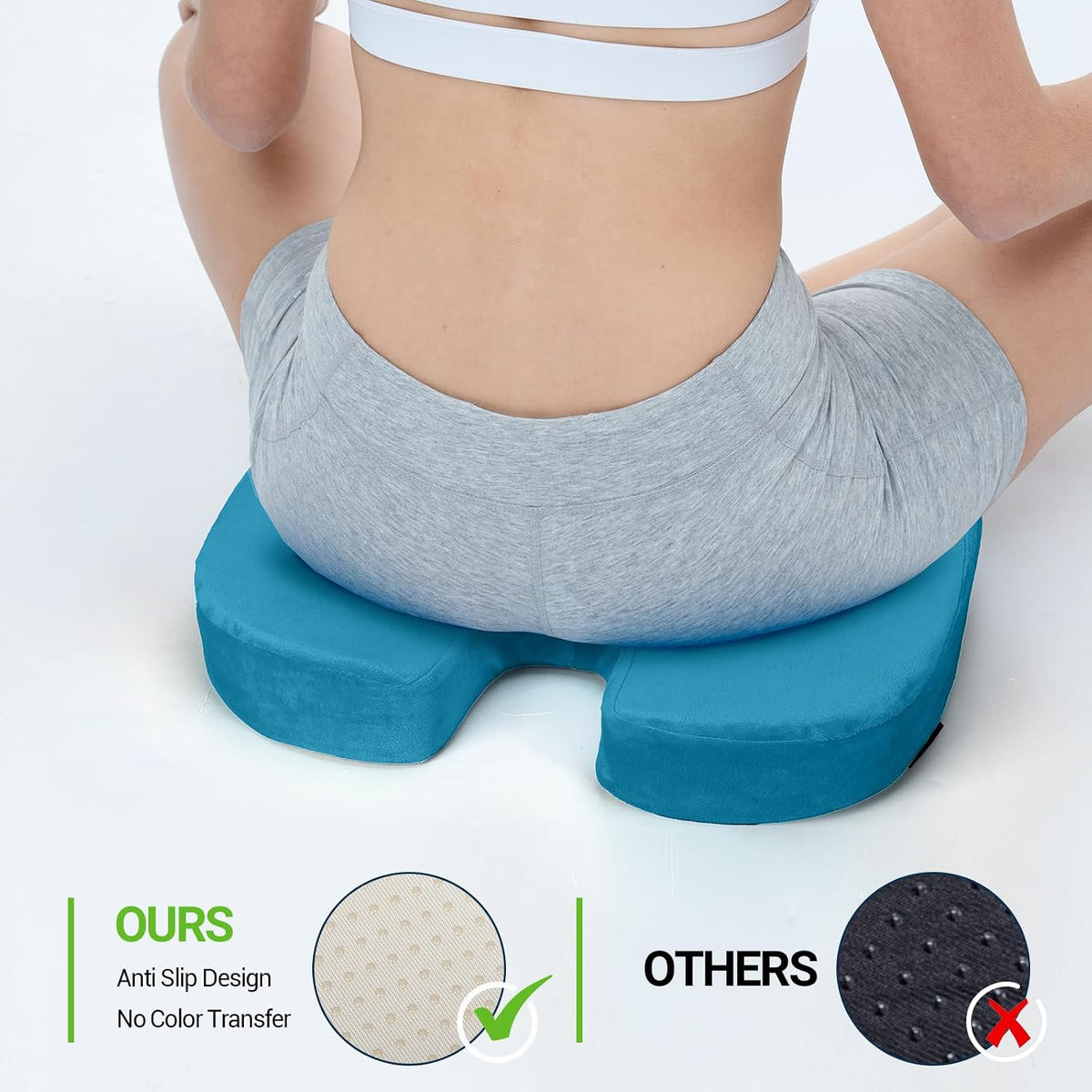 Season Guard Gel Memory Foam Seat Cushion for Tailbone Pain Relief, Black