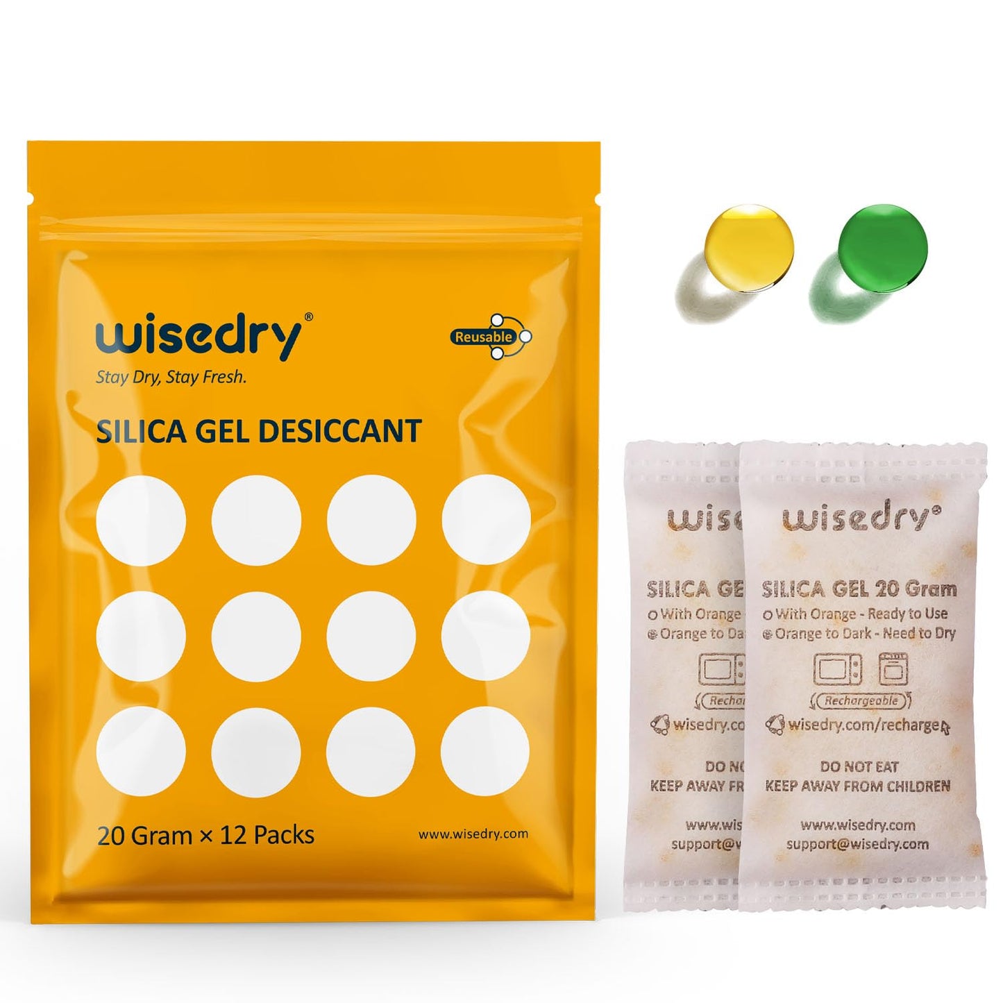 wisedry 2 x 500 Gram [2.2 lbs] Rechargeable Silica Gel Car Dehumidifier, Microwave Fast Reactivated Desiccant Packets Large for Gun Safe Closet Basement Garage Storage Moisture Absorber Bag Reusable