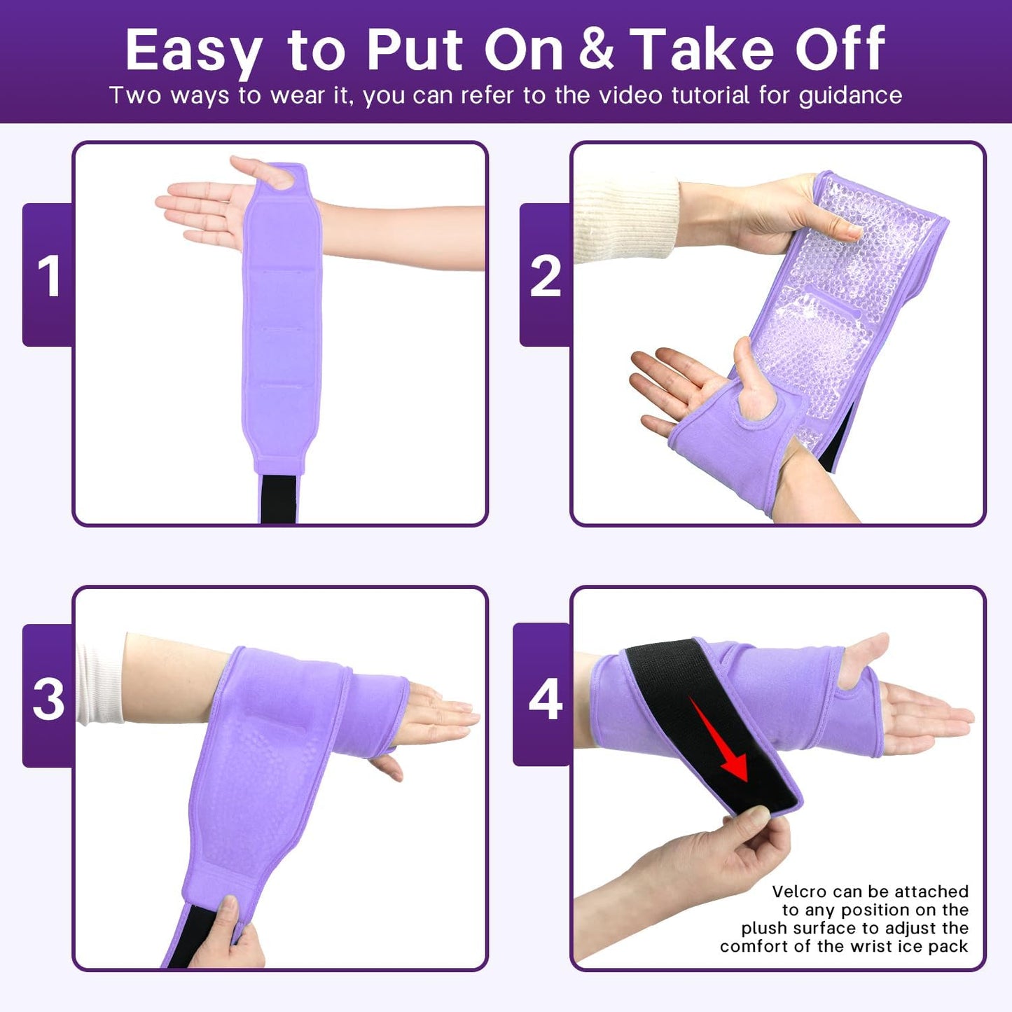 Wrist Ice Pack Wrap for Carpal Tunnel, Gel Ice Packs for Injuries Reusable | for Wrist Hand Foot Ankle Knee Leg Pain Relief, Hot Cold Compress Therapy Bandage Surgery Recovery Gifts Men Women