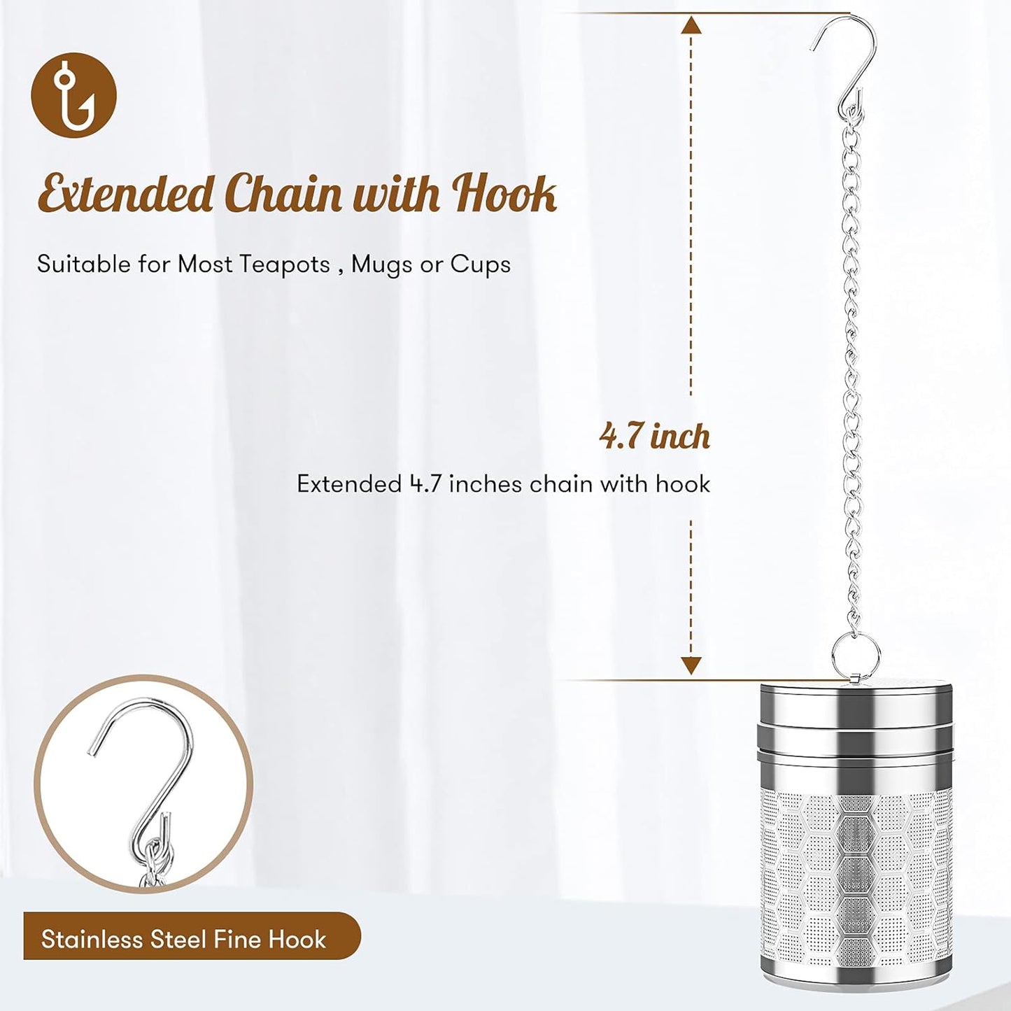 2 Pack 304 Steel Fine Mesh Tea Infusers for Loose Leaf Tea | Versatile for tea, spices & seasonings, fine mesh traps sediment, dishwasher-safe