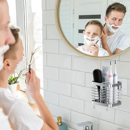 Luxspire Toothbrush Holders for Bathroom, Stainless Steel, 6 Slots, Black | Toothbrush Holders With Drainage, For Bathroom Countertop & Kitchen Sink, Bathroom Accessories