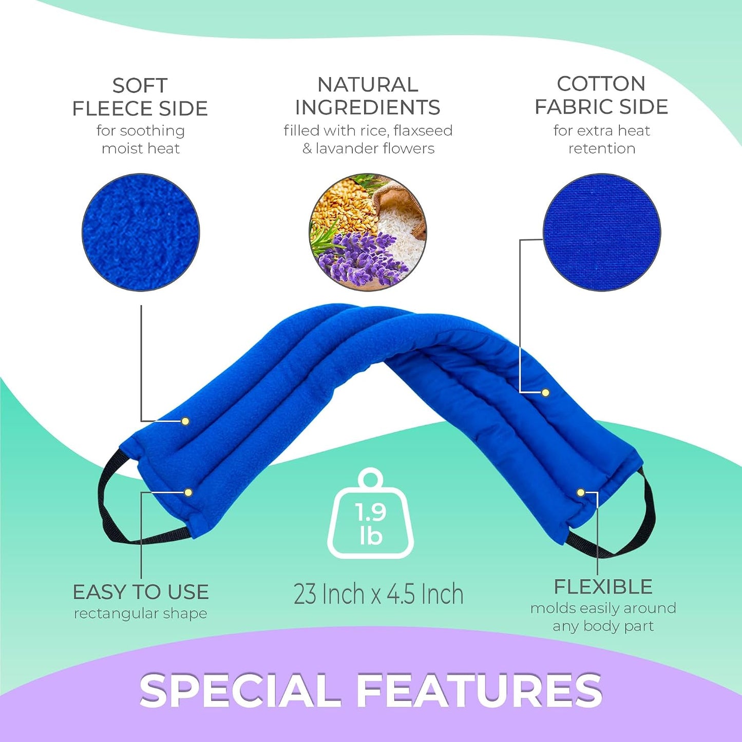 Microwavable Heating Pads for Lower Back, Neck, and Shoulder Pain Relief - Moist Microwave Heating Pad for Muscles and Joints - Microwave Hot Pack Heat Pad for Cramps -1 Heat Pack Blue-Lavender Scent