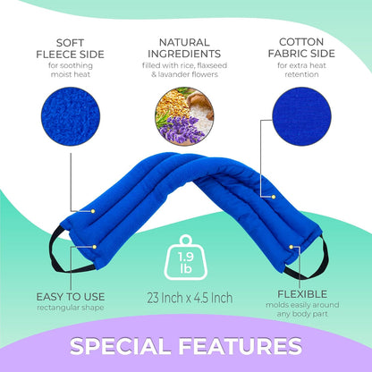 Microwavable Heating Pads for Lower Back, Neck, and Shoulder Pain Relief - Moist Microwave Heating Pad for Muscles and Joints - Microwave Hot Pack Heat Pad for Cramps -1 Heat Pack Blue-Lavender Scent