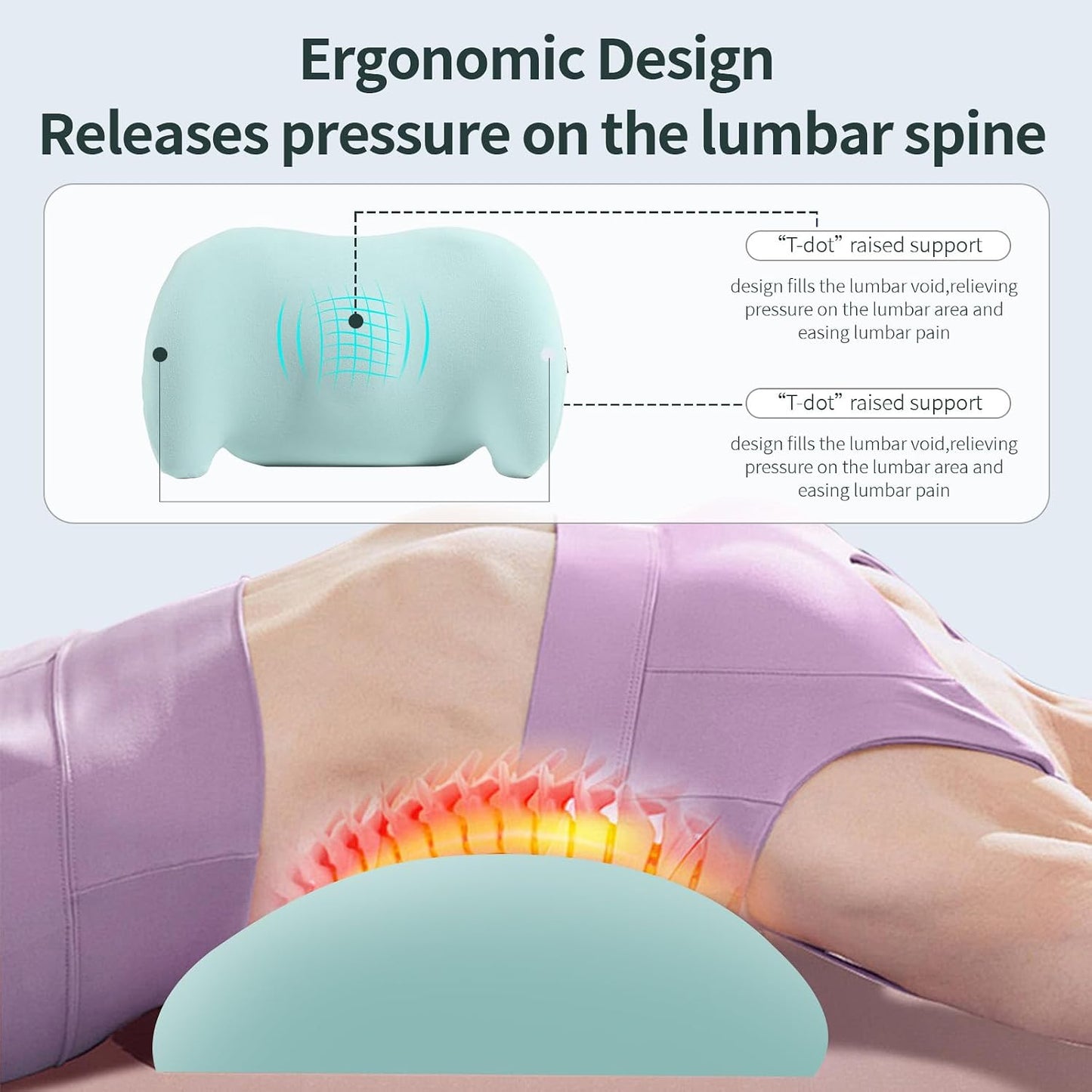 Lumbar Support Pillow for Office Chair, Memory Foam Car Back Cushion | Lumbar Pillow Lower Back with 4d Mesh Cover Adjustable Straps, Ergonomic Chair Back Pillow for Office, Car, Gaming Chairs