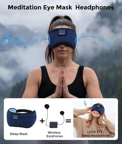LOVE EYE Sleep Headphones Bluetooth 5.4 Sleeping Eye Mask Wireless Music Earphones with Built-in HD Speakers for Side Sleepers Cotton Sleeping Headphones for Women Men Gifts (Lavender Purple)
