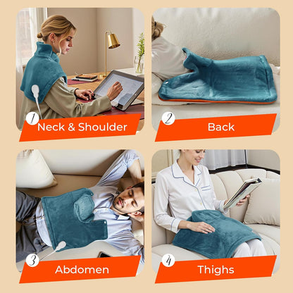 VAAGHANM Heating Pad: Electric Weighted Instant Heat Pad for Neck & Shoulders & Back -6 Heat Options & 6 Auto Timer Mode -for Office/Home/Post-Workout
