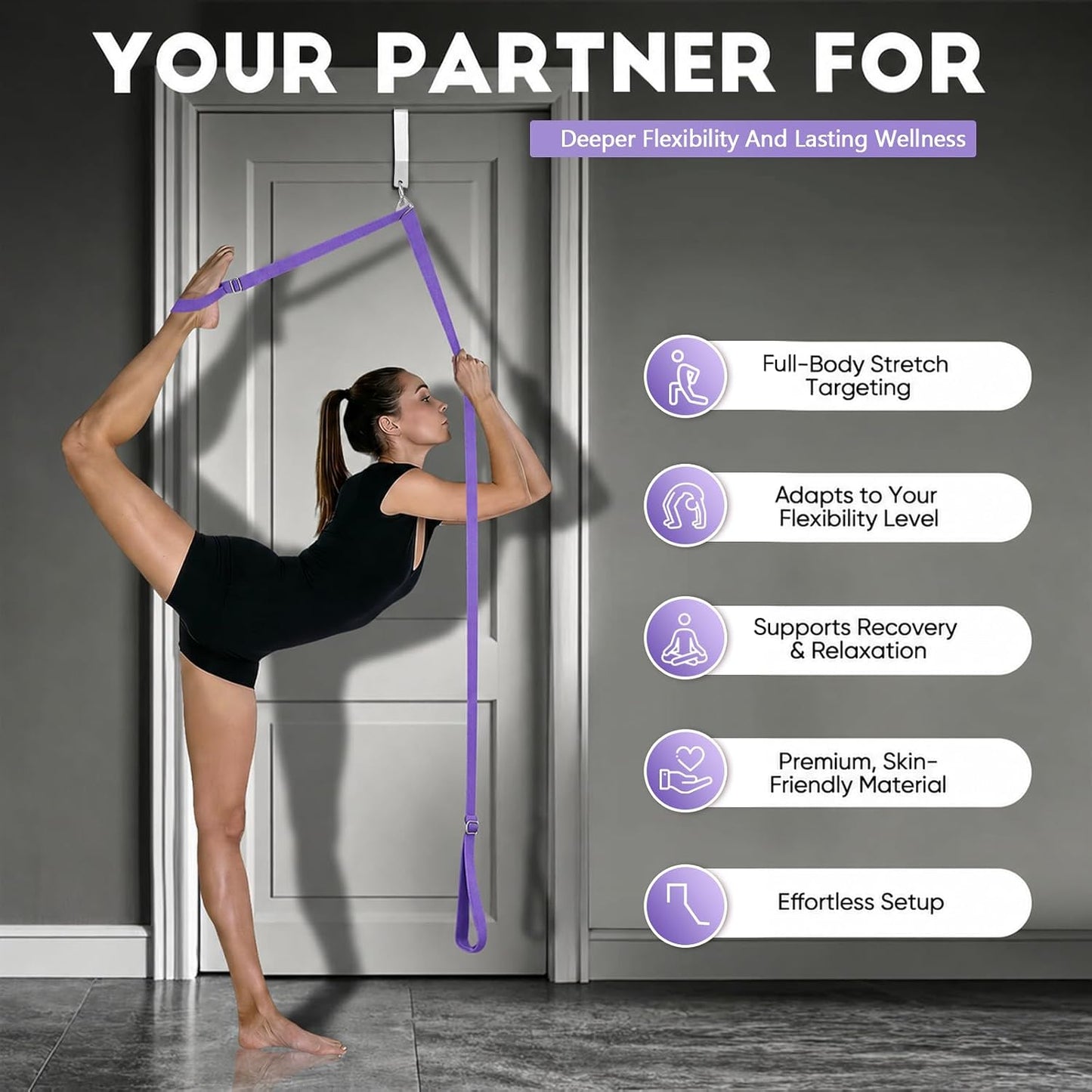 Stretching Strap with Door Anchor Improve Leg Flexibility for Splits