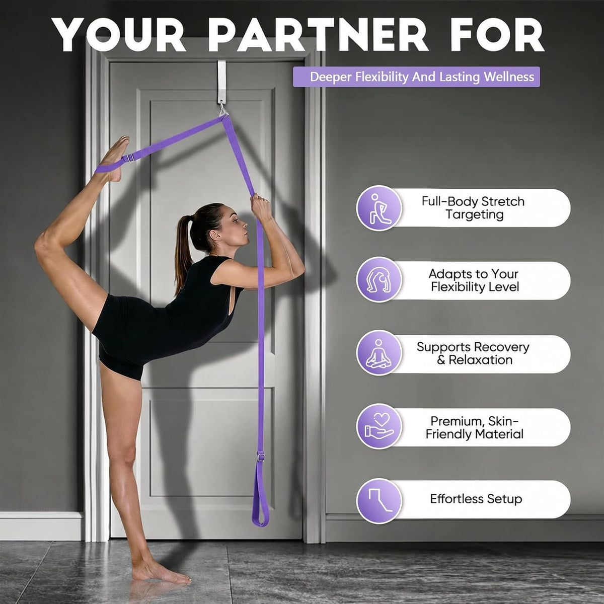 Stretching Strap with Door Anchor Improve Leg Flexibility for Splits